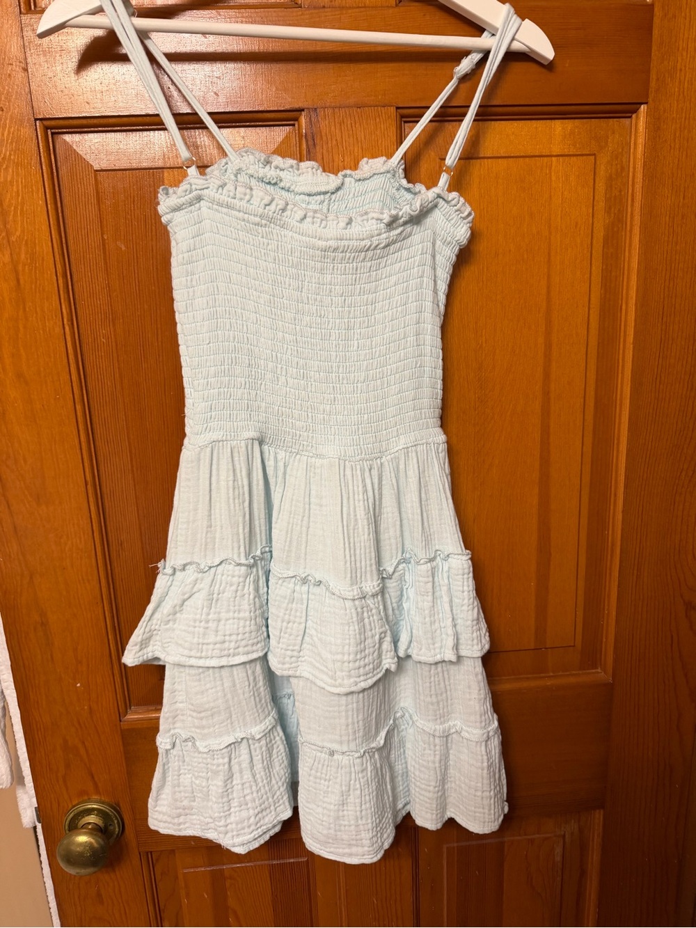 Ocean Drive Light Blue Tiered Sundress with Ruffle Trim